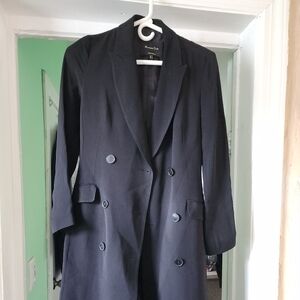 Massimo Dutti women's black long dress coat.
